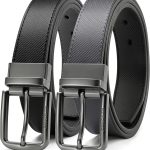 CHAOREN Reversible Belt for Men - Mens Belt Leather 1 3/8" Black & Brown for Dress Pants - Adjustable Belt Trim to Fit